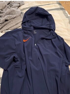 Nike Navy Hooded Windbreaker with Orange Swoosh